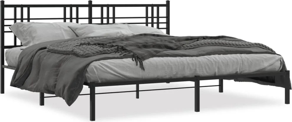 vidaXL Cadru de pat metalic cu tăblie, negru, 183x213 cm