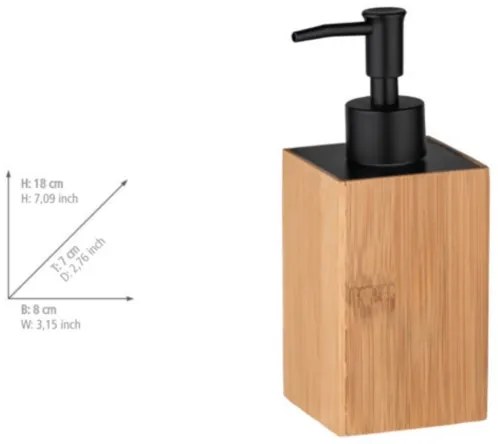 WENKO 23984100 - Dozator de săpun PADUA, 210 ml, maro/negru