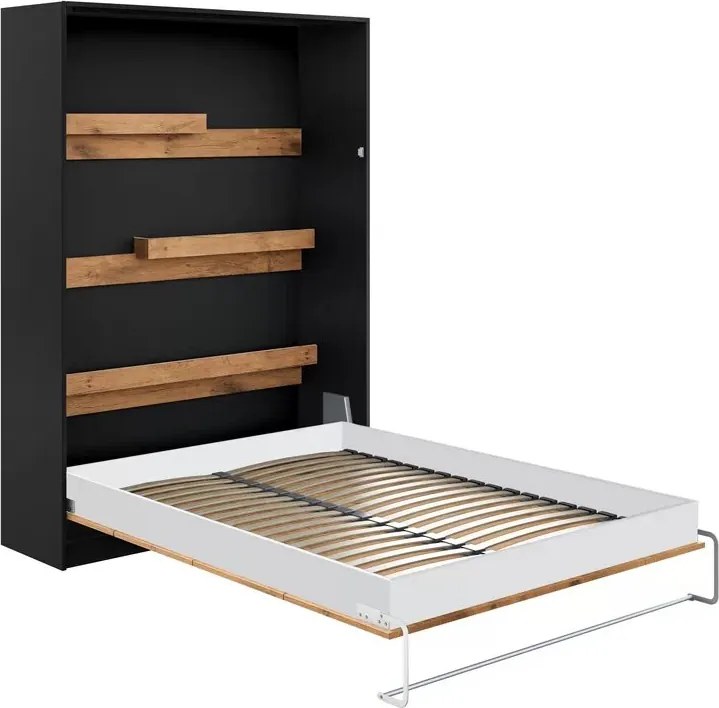 Pat rabatabil vertical Modern 160x200 - negru / stejar Lancelot