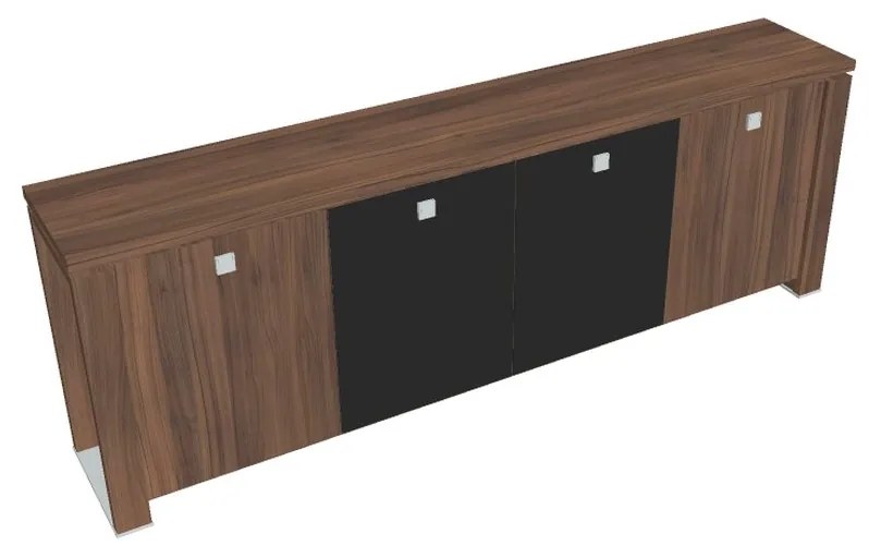 Dulap mic Verno+ 260 x 46 x 90 cm, uși combinate, nuc / negru