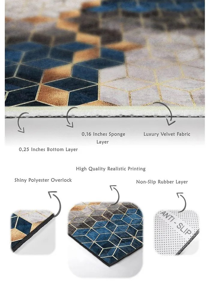 Covorașe de baie albastre/gri 2 buc. 60x100 cm Optic – Mila Home