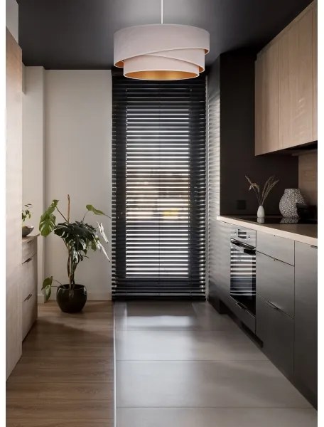 Lustră pe cablu Duolla KOBO 1xE27/15W/230V d. 45 cm crem/auriu