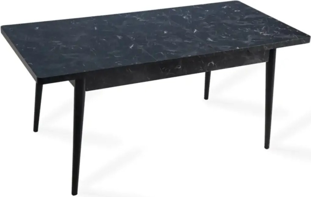Set masa extensibila cu 4 scaune tapitate Homs marmorat negru 170 x 80 cm