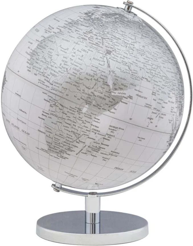 Decorațiune Globe, 34x25x25 cm, plastic/ metal, alb/ argintiu
