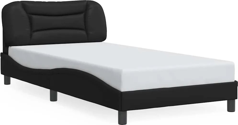 vidaXL Cadru de pat fără saltea, Hvar, negru, 100x200 cm, piele ecologică