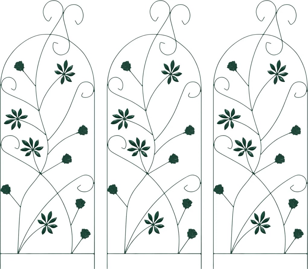 vidaXL Gard de Grădină 3 pcs Verde 112 x 39,5 cm Oțel