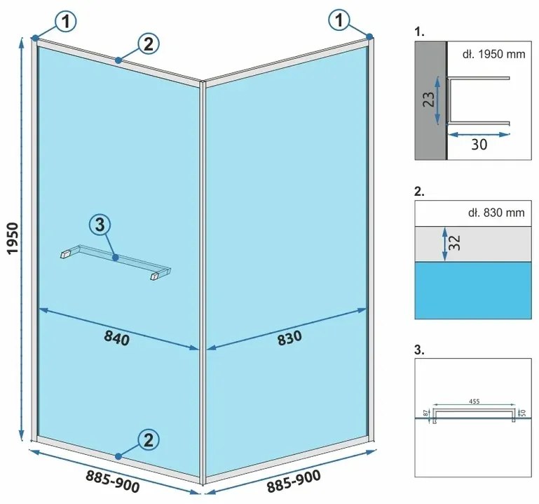 Cabina dus cu cadita de dus patrata cu usa culisanta Rea Space In 90x90 negru mat