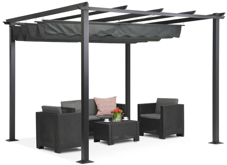 Pergolă retractabilă independentă Tenerife 3 x 3m gri Garden Point
