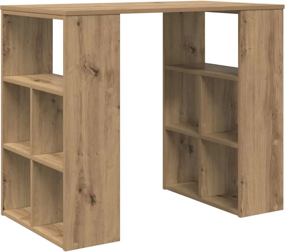 vidaXL Birou cu raft Stejar Artizanal 90 x 50 x 75 cm Lemn compozit