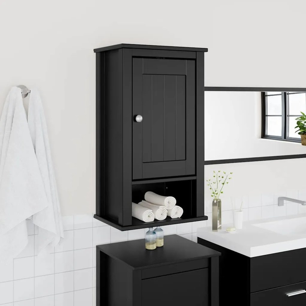 vidaXL Dulap de baie de perete &quot;BERG&quot; negru, 40x27x71,5 cm, lemn pin