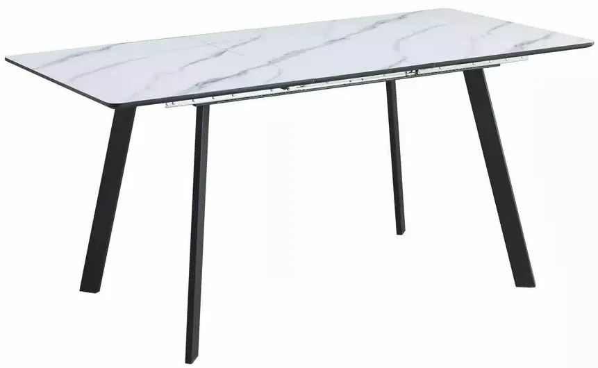 Masa extensibila Bari marmura alba/negru L120-160 cm