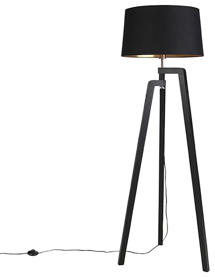 Lampă de podea inteligentă cu abajur negru cu auriu 50 cm inclusiv Wifi A60 - Puros