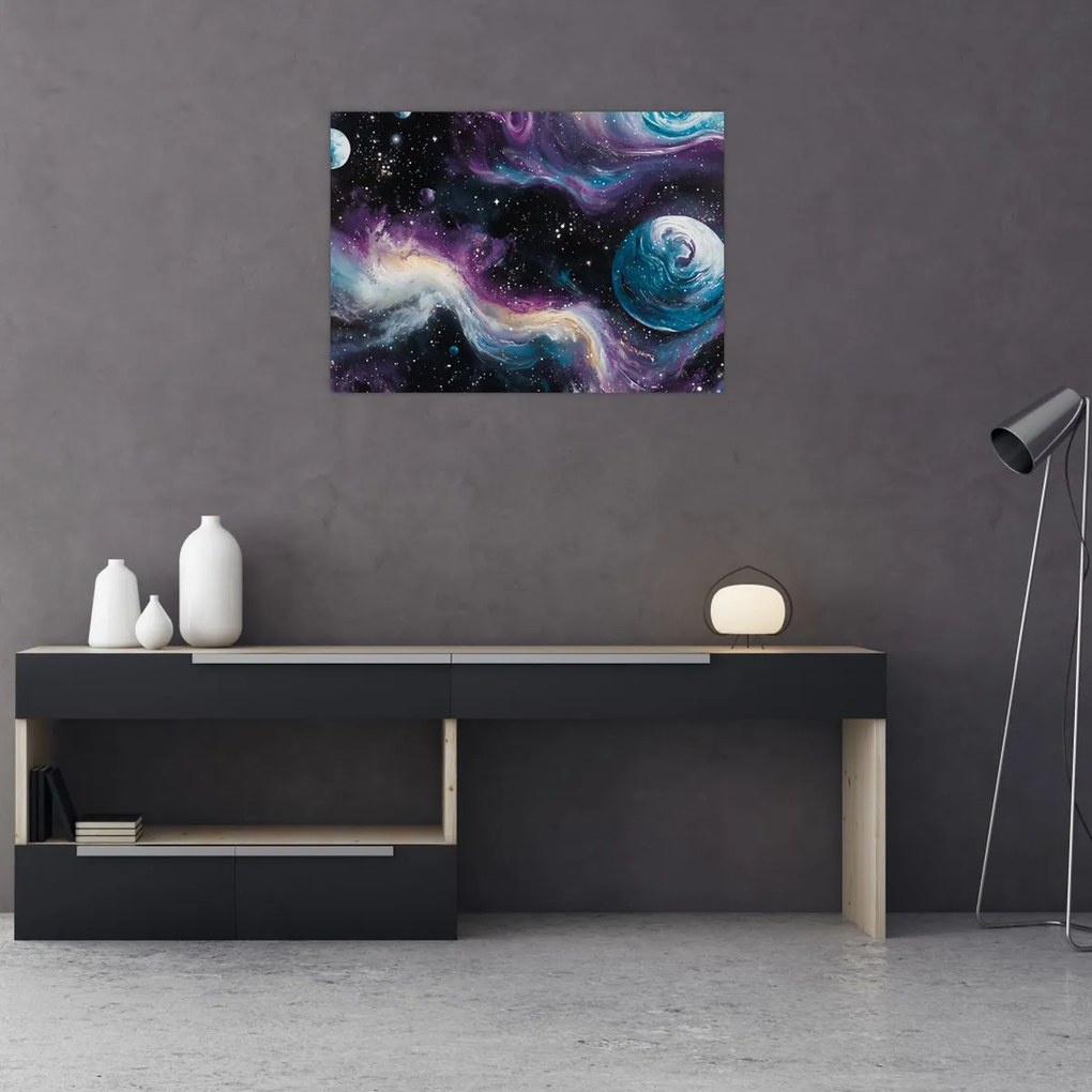 Tablou pe sticlă - Univers pictat (70x50 cm)