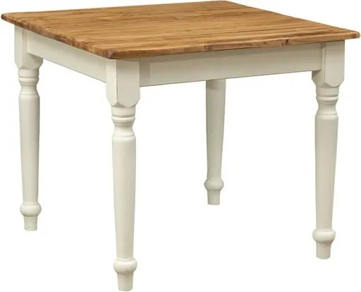 Masa fixa, L90 90 H78 cm, culoare natur alb antic, Lemn Masiv