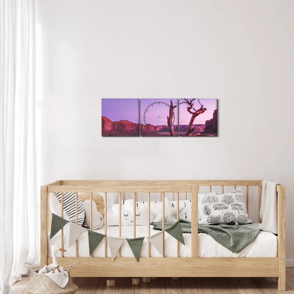 Tablou u copaci lângă pietrile roșii (cu ceas) (90x30 cm)