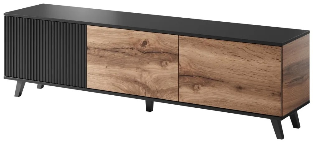 Comoda TV Random RTV2 stejar wotan/negru - L180 x A40 x h52 cm