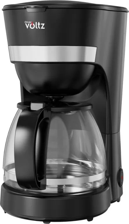 Cafetiera electrica Oliver Voltz OV51170WN, 600 W, 1,25 l, Sistem anti-picurare, Cana din sticla, Negru