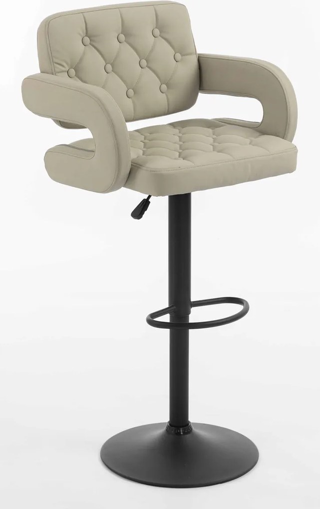 HR8403W Scaun Ecru Piele Ecologica Premium Soft cu Bază Neagră