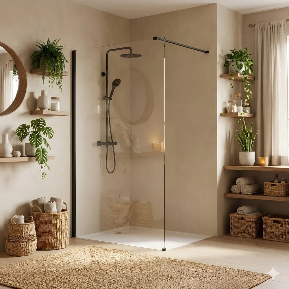 Paravan de dus Rea Flexi Transparent 70 cm negru