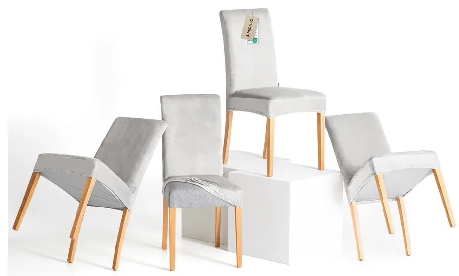 Huse gri-deschis 4 buc. elastice pentru scaun 48 cm Sento – Restilo
