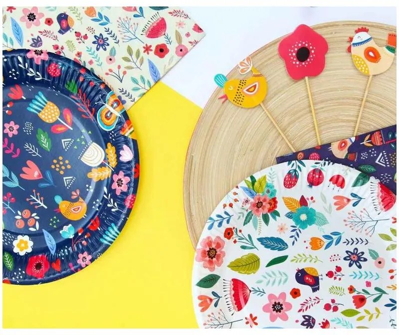 Primăvară Have Fun Light farfurie de hârtie set de 6, 18 cm