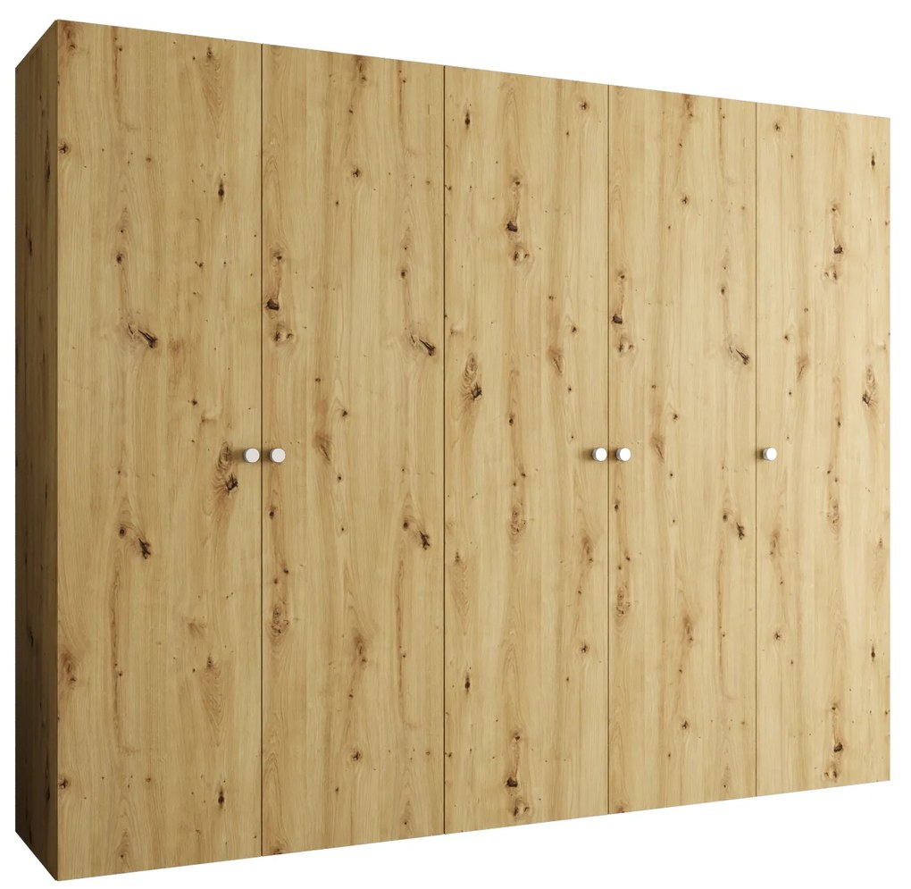 Dulap de haine 250 cm Parna 1 (Stejar artisan + Argintiu). 1125889