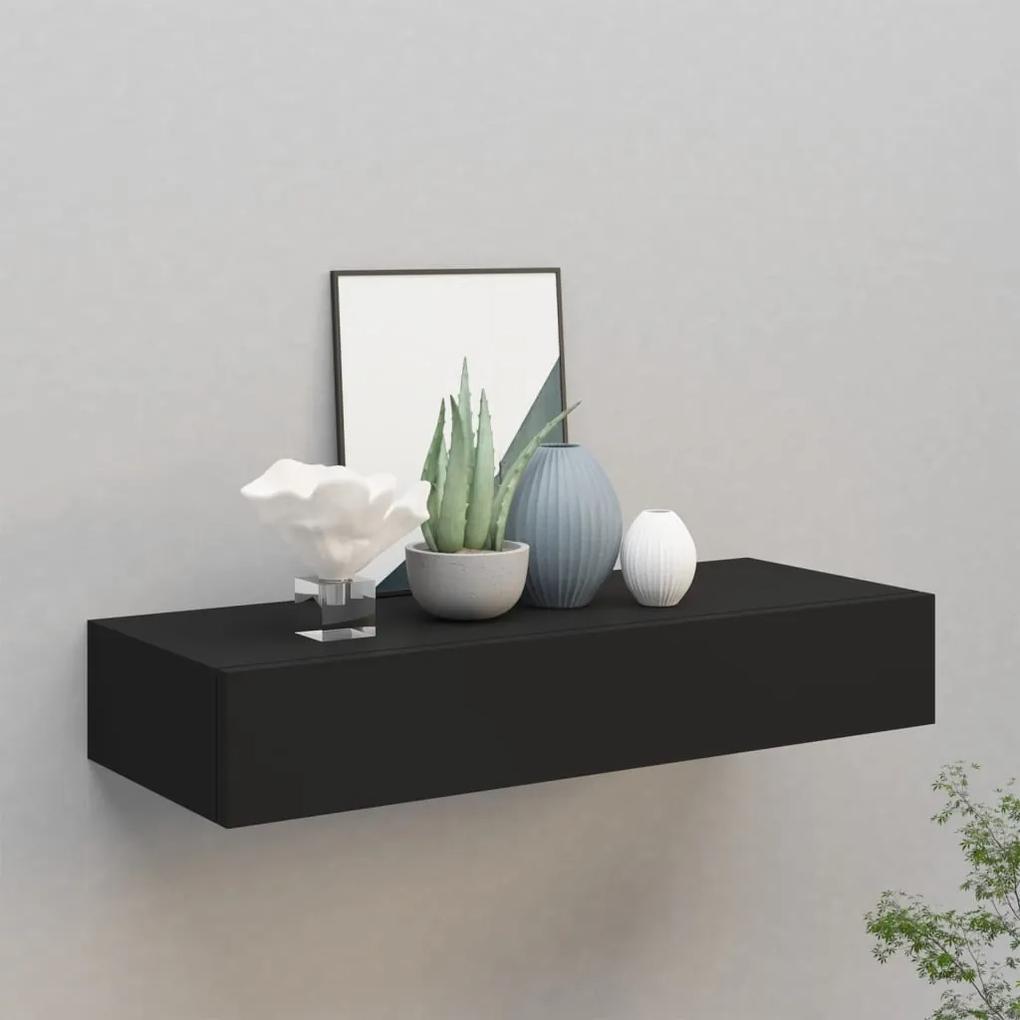 330257 vidaXL Dulap de perete cu sertar, negru, 60x23,5x10 cm, MDF