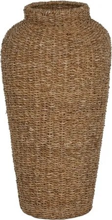 Vază decorativă înaltă din iarbă de mare împletită manual, 35×35×70 cm, „Kaia"