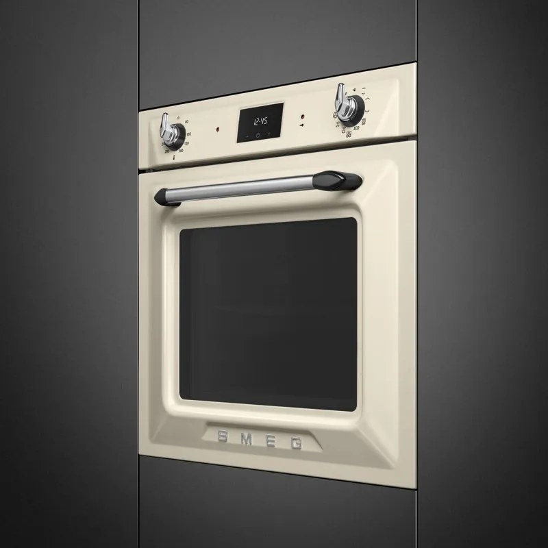Cuptor incorporabil Smeg SOP6900TP, 3000 W, 68 l, Clasa A, 9 functii si 5 niveluri de gatit, Autocuratare, Timer, 30–280°C, Crem