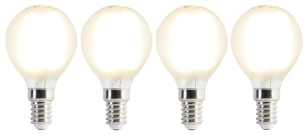 Set de 4 becuri LED E14 P45 mat 3,5W 360lm 2700K