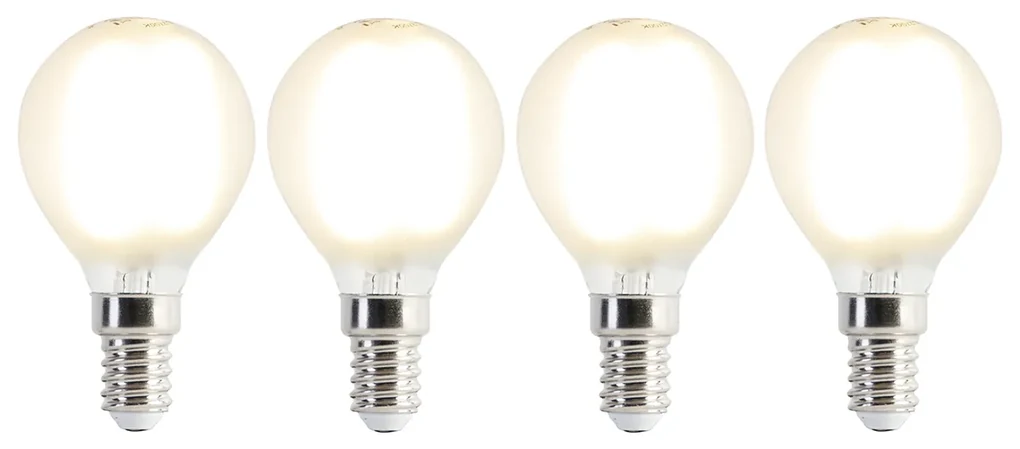 Set de 4 becuri LED E14 P45 mat 3,5W 360lm 2700K