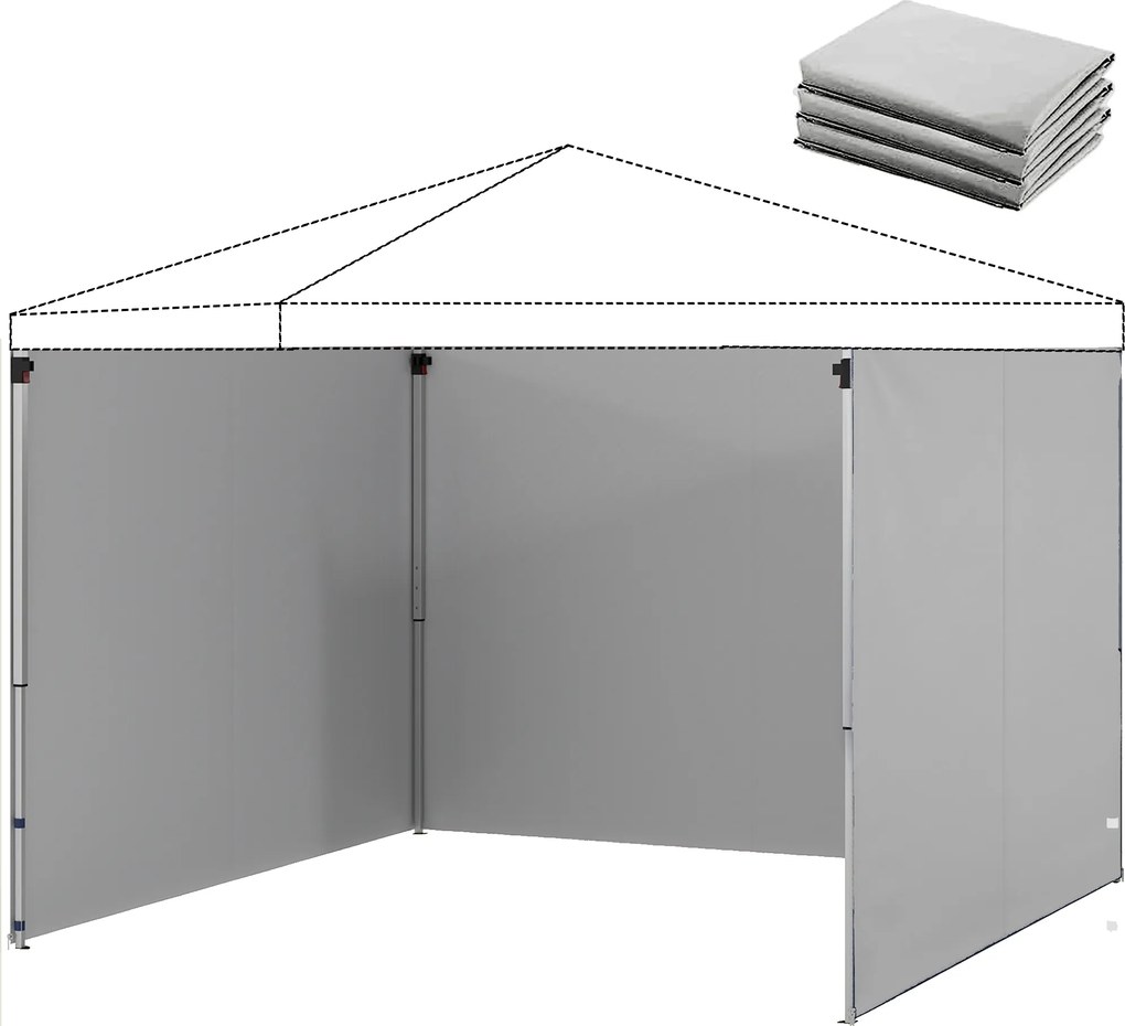 Outsunny Set de 3 piese panouri laterale cu fermoar pentru pavilion 3 x 3 m, gri deschis | Aosom Romania