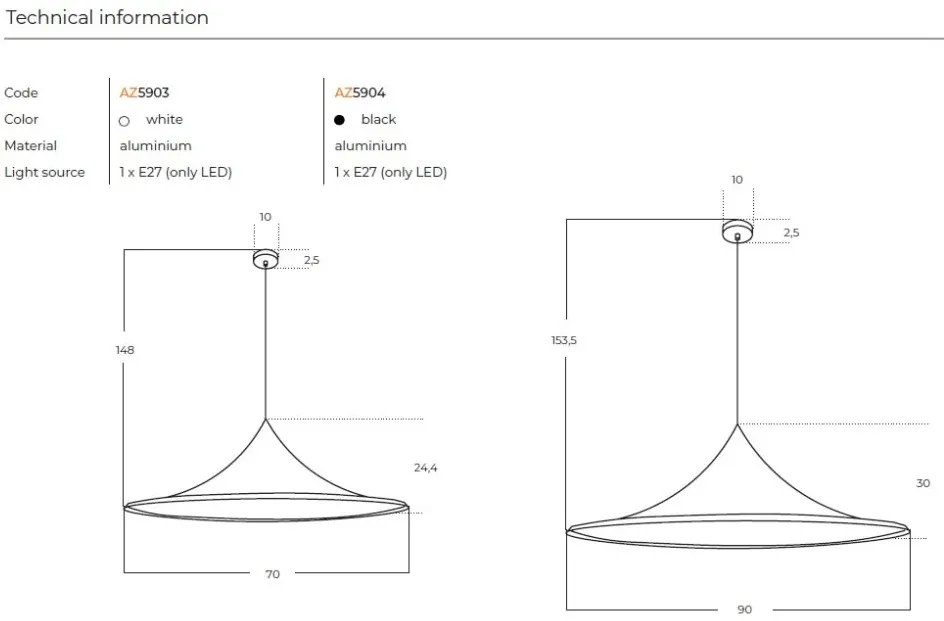 Lustra/Pendul modern design decorativ KELDAN 70 alb