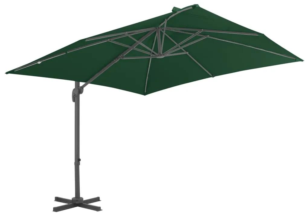 Umbrela de exterior cu baza portabila, verde Verde, 3 x 4 m