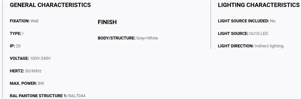 Aplica perete aluminiu gri, 1xGU10, SOLE round