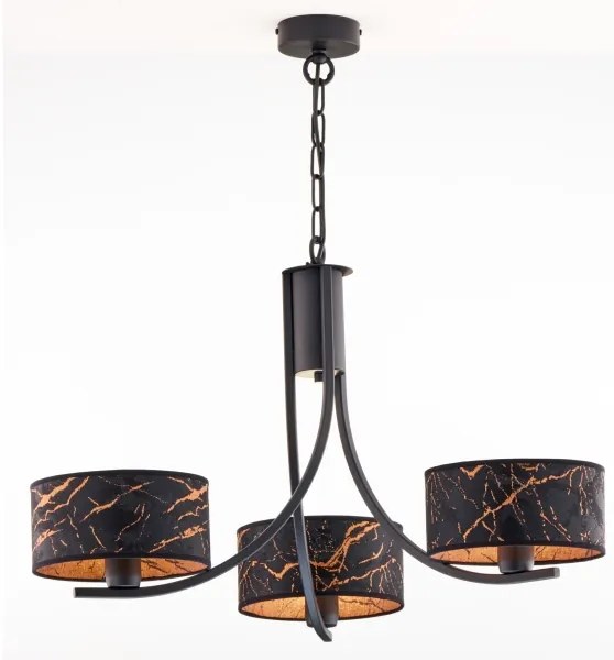 Jupiter 2106 - Lustră cu lanț ARTHUR, 3xE27/15W/230V, negru/portocaliu, decor marmură
