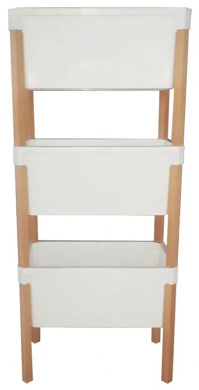 Etajera depozitare cu 3 cutii 47x30x105 cm Lemn/Plastic
