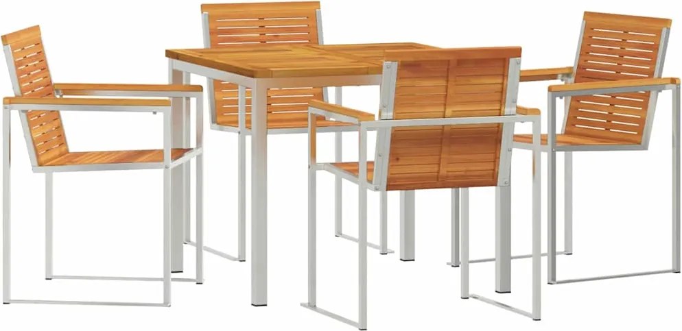 vidaXL Set de masă pentru grădină 5 pcs Maro Lemn Solid de Acacia