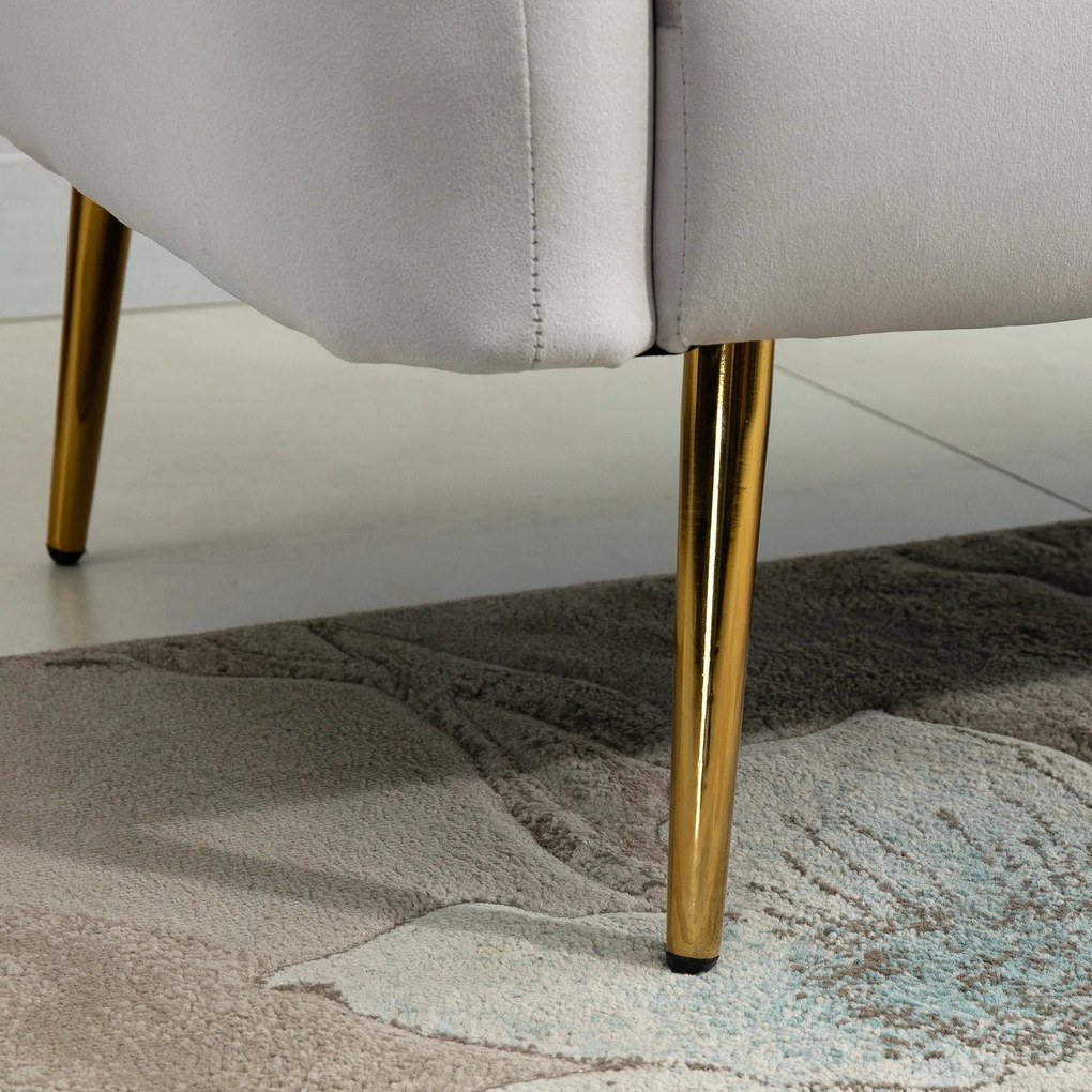 HOMCOM Canapea 2 Locuri Design Modern Captusita cu Cotiere si Spatar, Gri