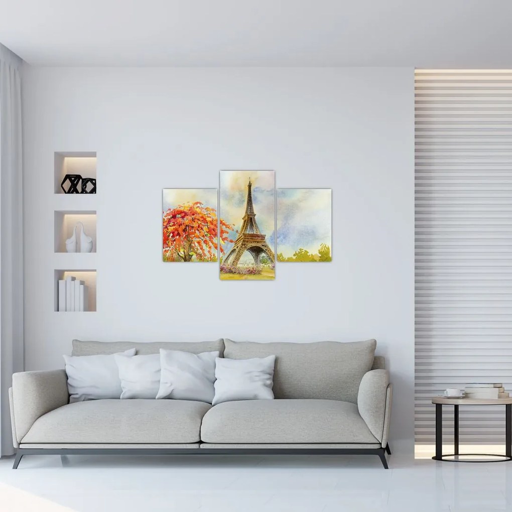 Tablou pictat cu turnul Eiffel (90x60 cm)