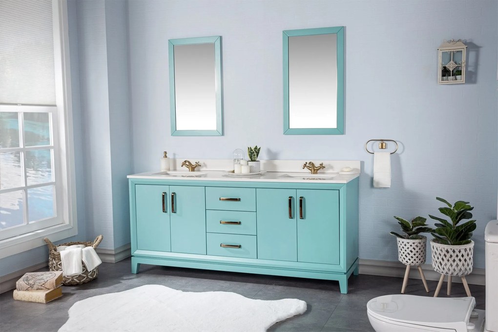 Set mobilier de baie (3 piese) Michigan 72 - Turquoise, Turcoaz, 180x86x54 cm