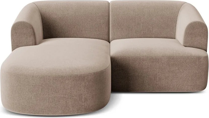 Colțar maro deschis cu tapițerie din catifea (cu colț pe partea stângă/cu șezlong) Campi – Cosmopolitan Design