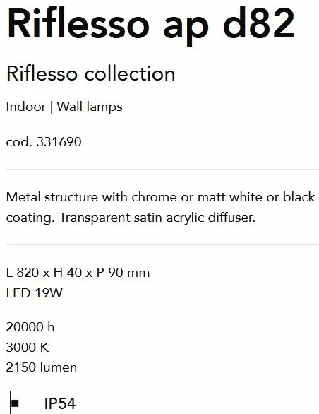 Aplica LED pentru oglinda baie IP54, RIFLESSO AP D82 alb