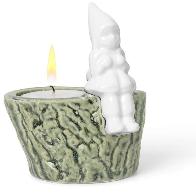 Sfeșnic de Crăciun din porțelan și gresie Kähler Design Christmas Tales, lungime 8,5 cm