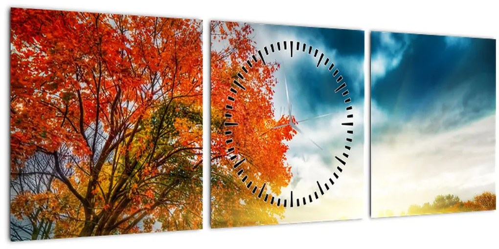 Tablou peisaj cu scufundat în razele solare (cu ceas) (90x30 cm)