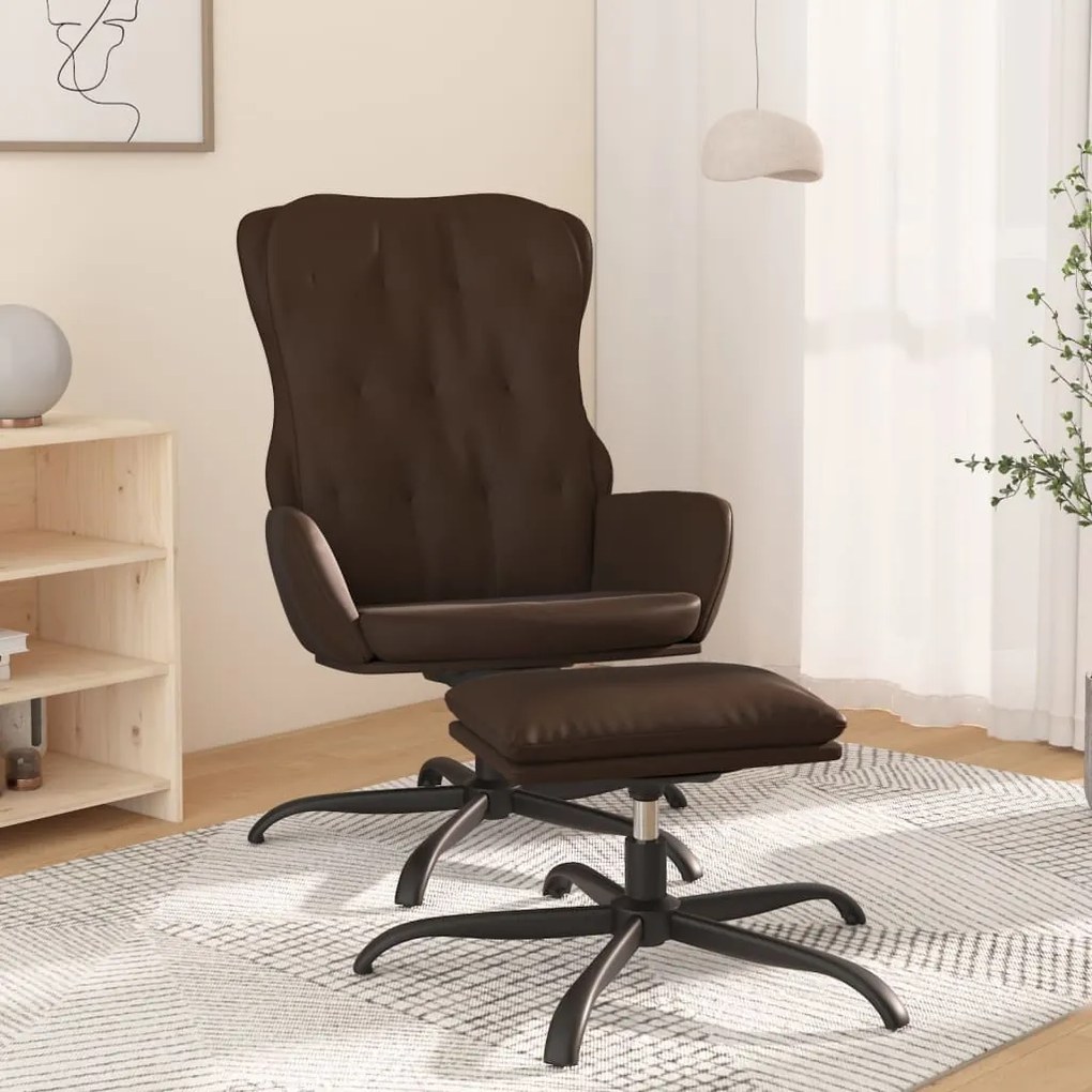 3097680 vidaXL Scaun de relaxare cu taburet, maro, piele ecologică