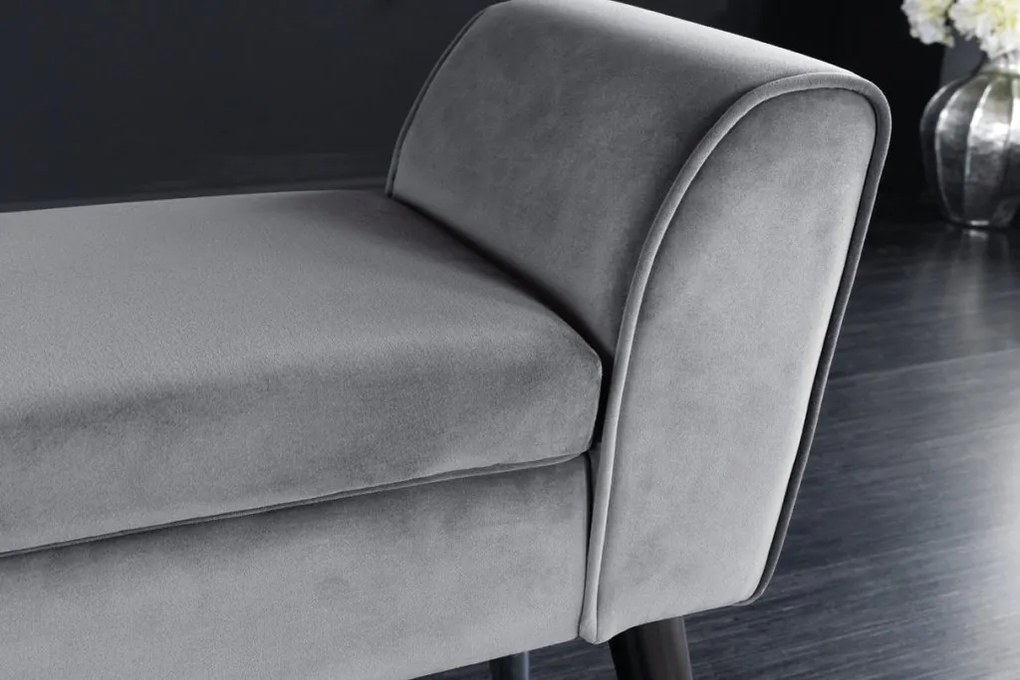 Bancheta eleganta, tapitata Scarlett 90cm, catifea gri A-43278 VC