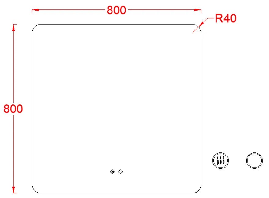 Oglinda patrata cu iluminare LED 3 culori si dezaburire, 80 cm, Fluminia Verona 800x800 mm