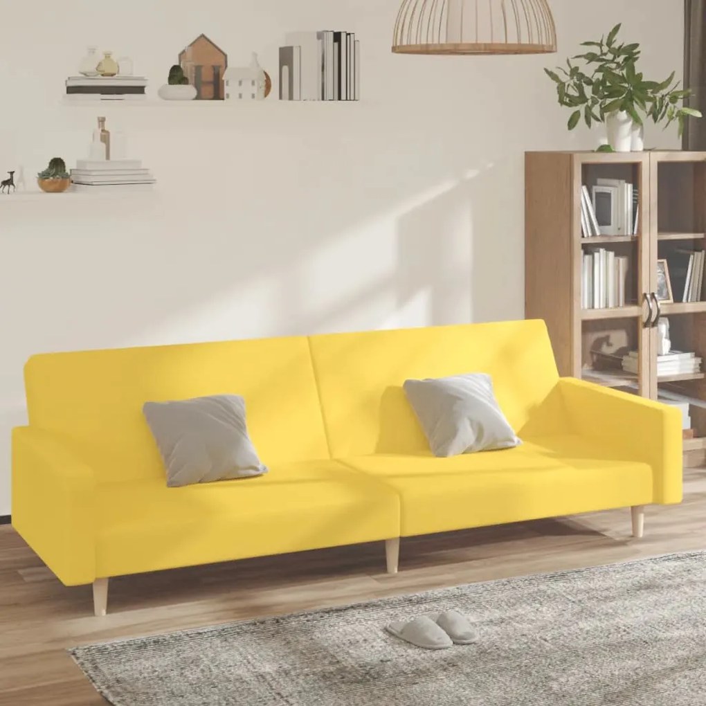 337294 vidaXL Canapea extensibilă cu 2 locuri, galben, textil