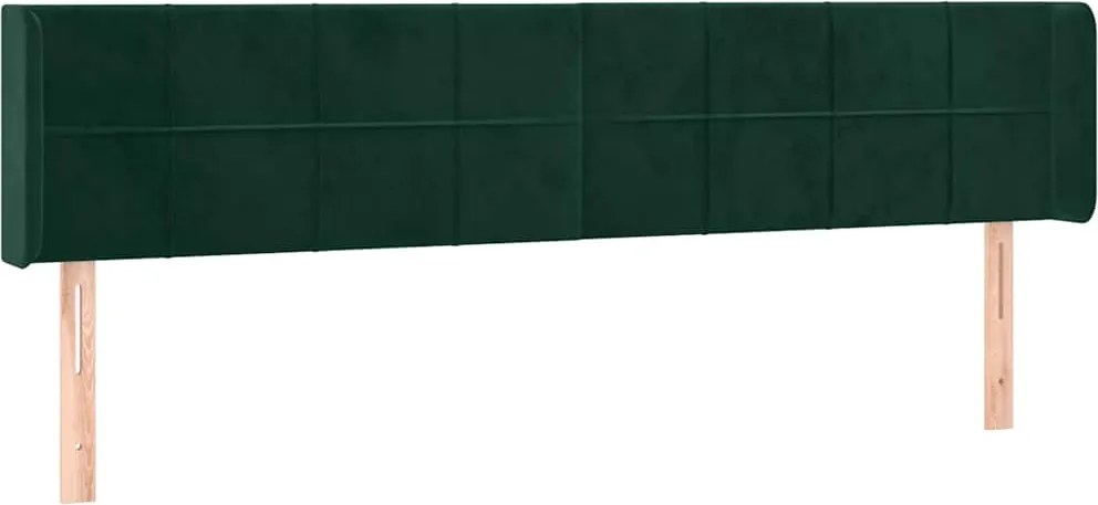 vidaXL Tăblie de pat cu aripioare verde închis 183x16x78/88 cm catifea